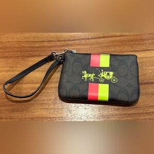 Coach Black Wristlet with Bright Stripes